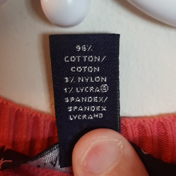 Lands End pink/corral color cotton v-neck sweater - Picture 3 of 4